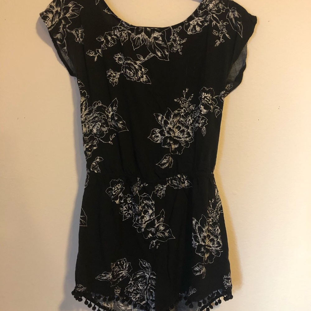 Black Floral Romper - Size XS